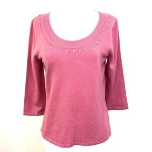 Norton McNaughton Petites Women's size Small 3/4 Sleeve Fine Knit Pink NEW